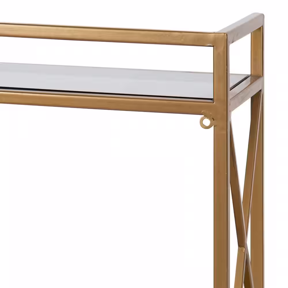 Kate and Laurel Blex 8 in. x 18 in. x 15 in. Gold/Black Metal Floating Decorative Wall Shelf Without Brackets