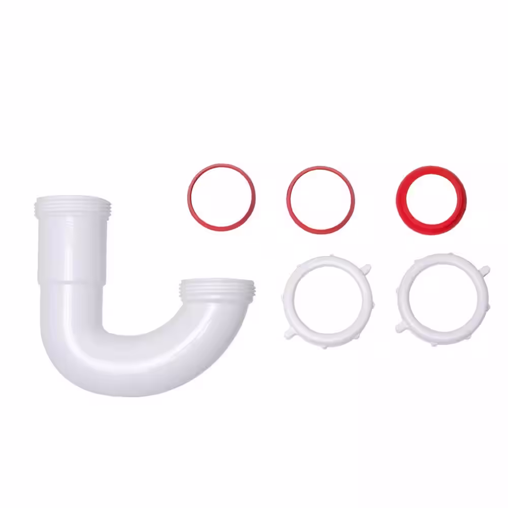 Oatey 1-1/2 in. White Plastic Threaded-Joint Sink J-Bend Drain