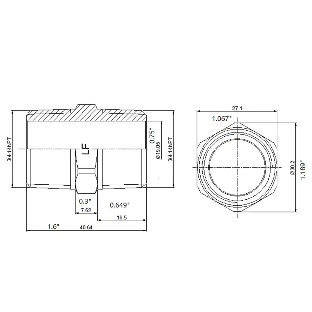 Everbilt 3/4 in. x Close MIP Brass Hex Nipple Fitting