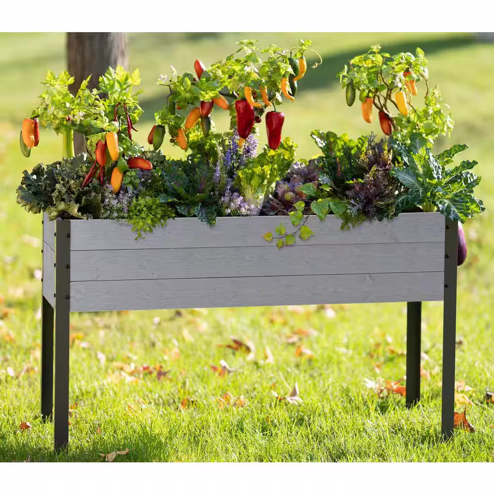 cedarcraft Beautiful. Functional. Sustainable. 21 in. x 47 in. x 30 in. H Elevated Gray Spruce Wood Planter