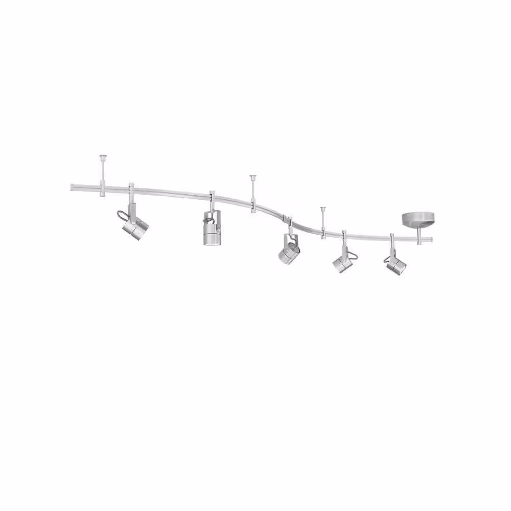 Generation Lighting Focus 9 ft. 5-Light Brushed Nickel Flexible Track Lighting Kit with Pivoting Heads 100-Watt Surface Mount Transformer