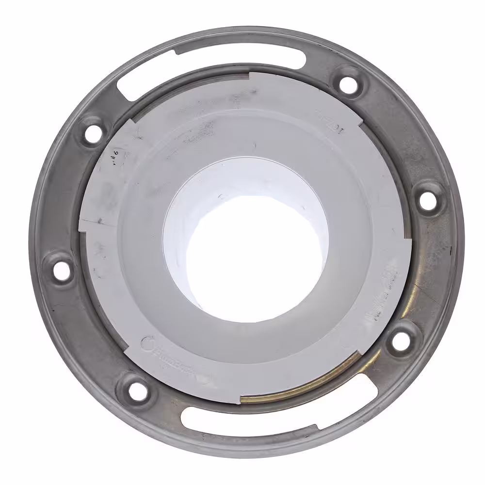 JONES STEPHENS 7 in. O.D. Plumbfit PVC Closet (Toilet) Flange w/Stainless Steel Ring & 4 in. Shank, Fits Inside 3 in. Sch. 40 DWV Pipe