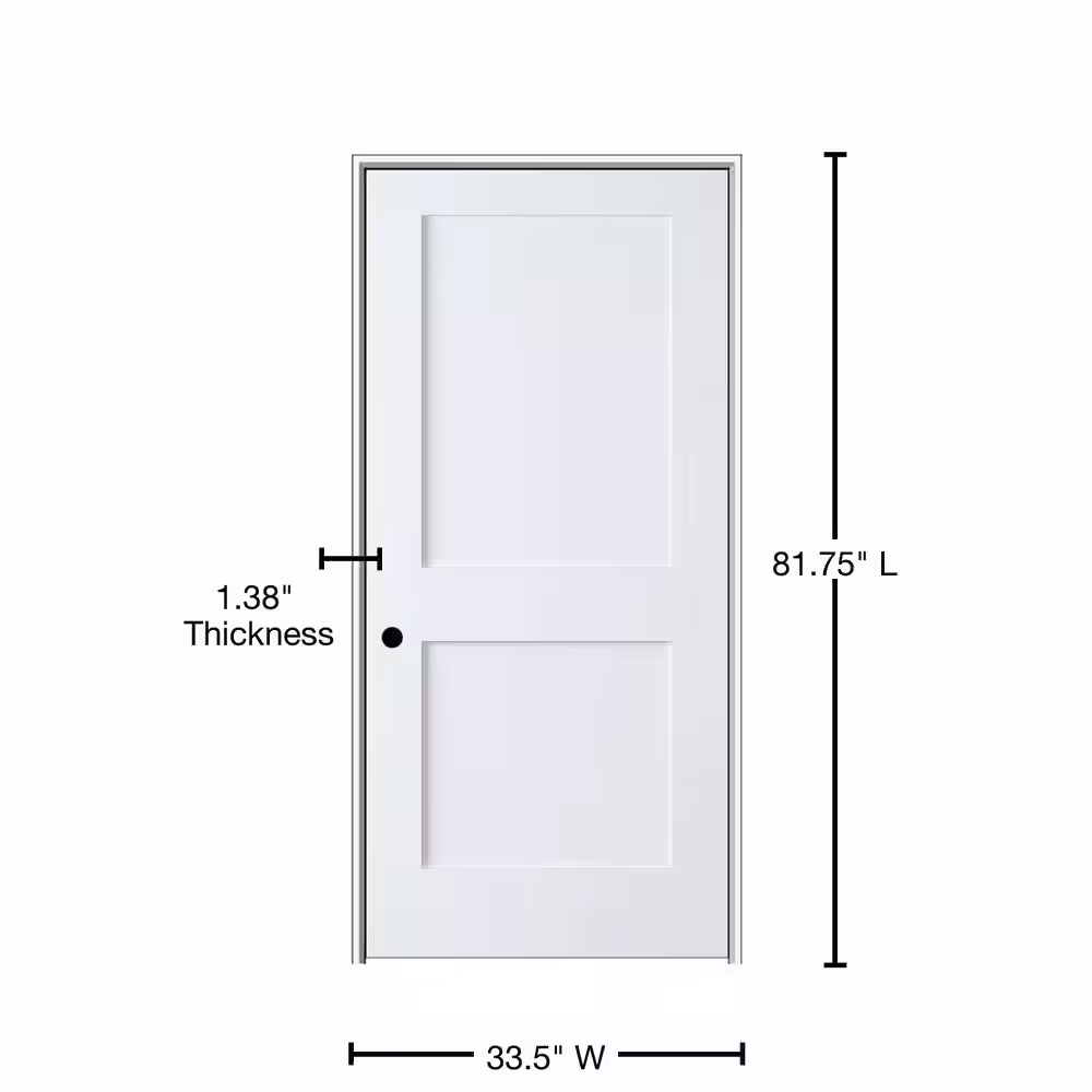 MMI Door Shaker Flat Panel 32 in. x 80 in. Right Hand Solid Core Primed HDF Single Pre-Hung Interior Door with 4-9/16 in. Jamb
