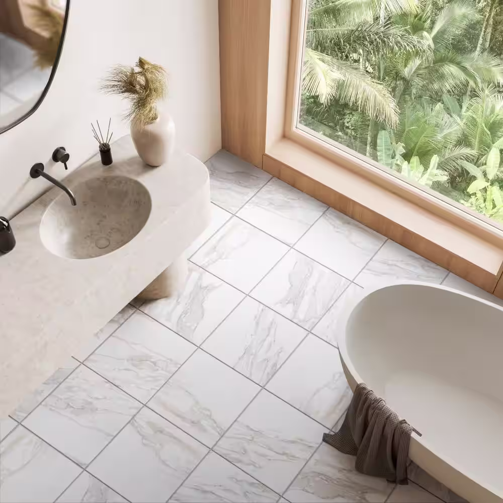 Merola Tile Ella Hill Calacatta 17-3/4 in. x 17-3/4 in. Ceramic Floor and Wall Tile (15.54 sq. ft./Case)