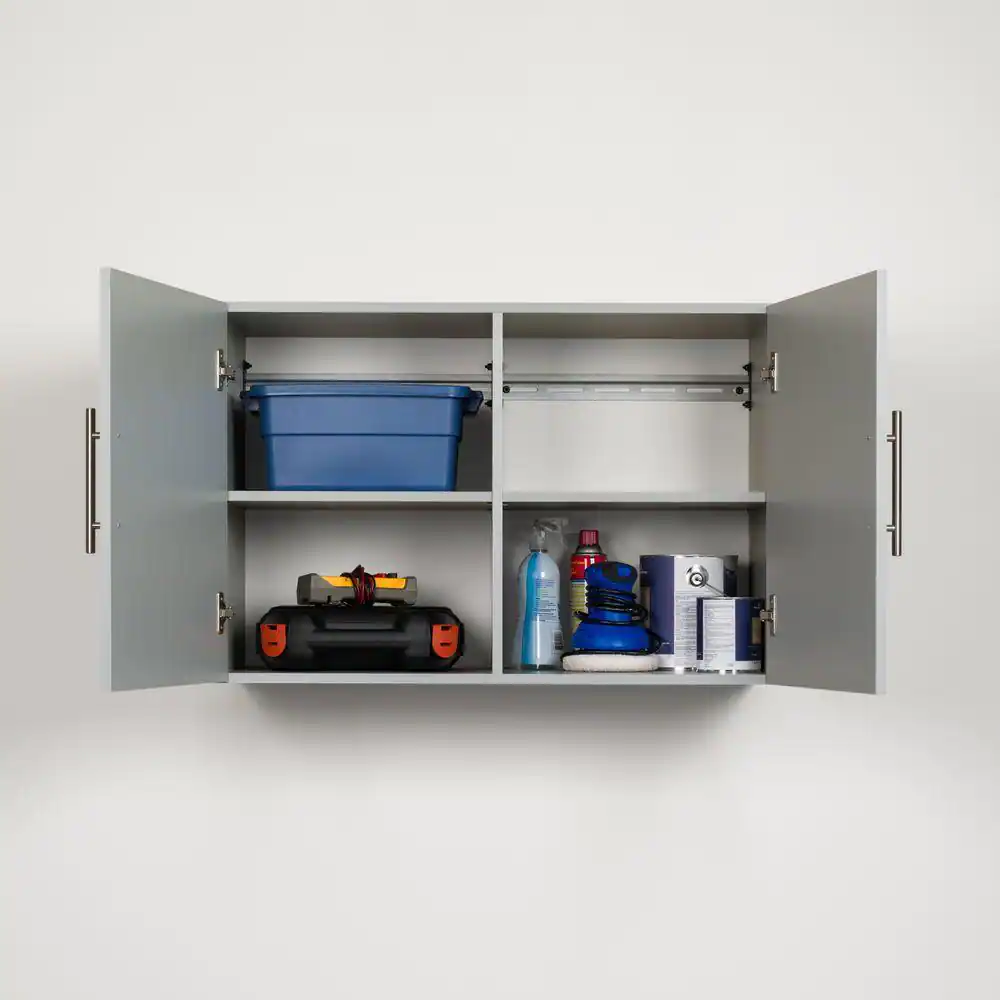 Prepac HangUps 36 in. W x 24 in. H x 16 in. D Upper Storage Cabinet in Light Gray