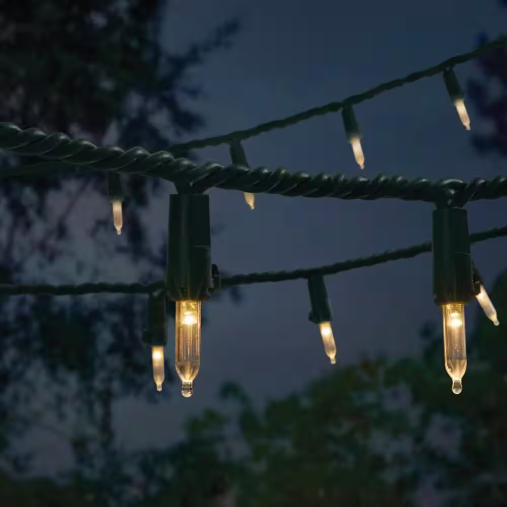 Home Accents Holiday 300L Warm White Mini LED Green Wire Lights