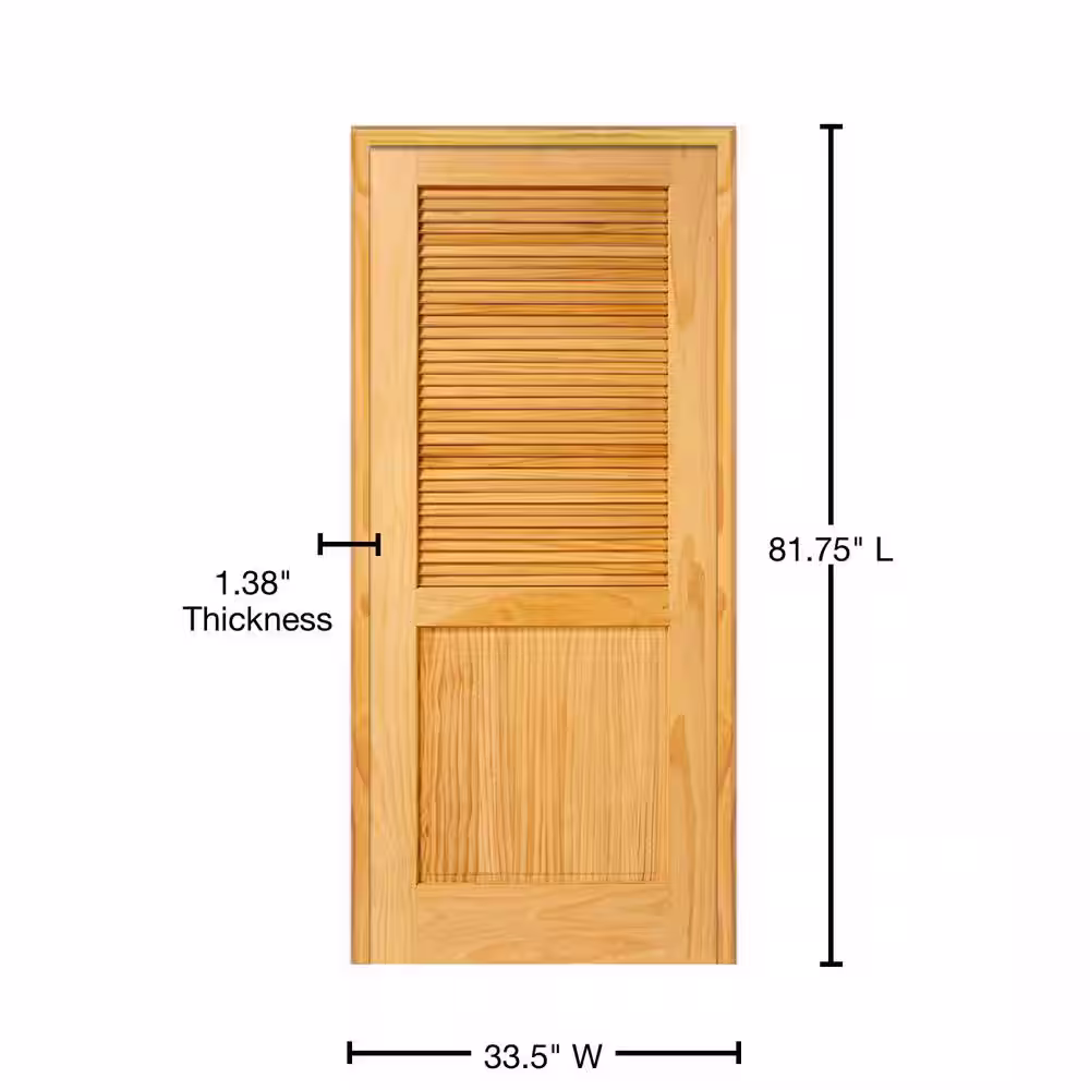 MMI Door 32 in. x 80 in. Half Louver 1-Panel Unfinished Pine Wood Right Hand Single Prehung Interior Door