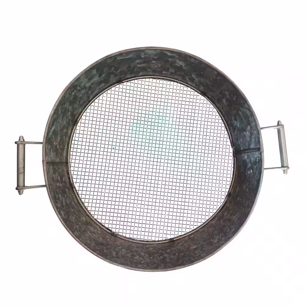 Benjara 5 lbs. 0.01 cu. ft. Round Galvanized Steel Compost Sifter with Wire Mesh Design Base
