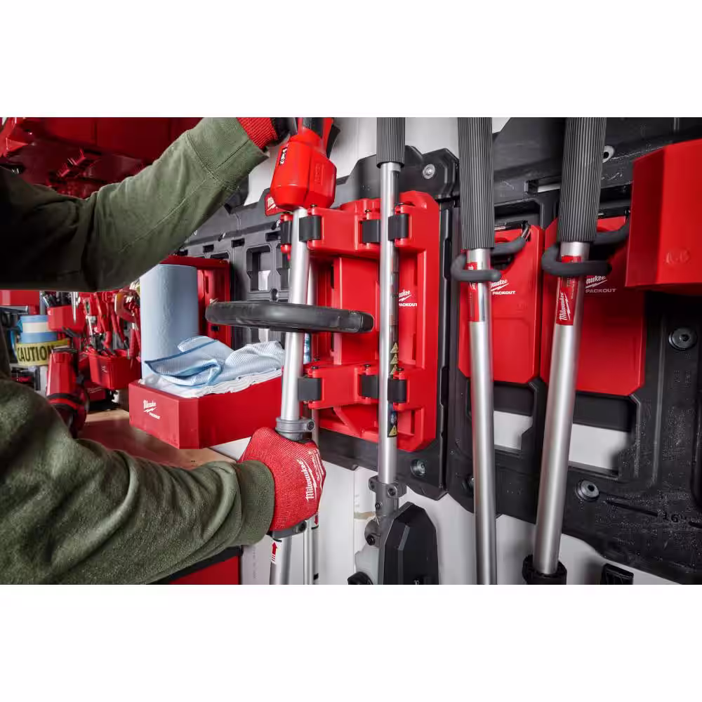Milwaukee Packout Long Handle Tool Rack with Packout Large Wall Plate