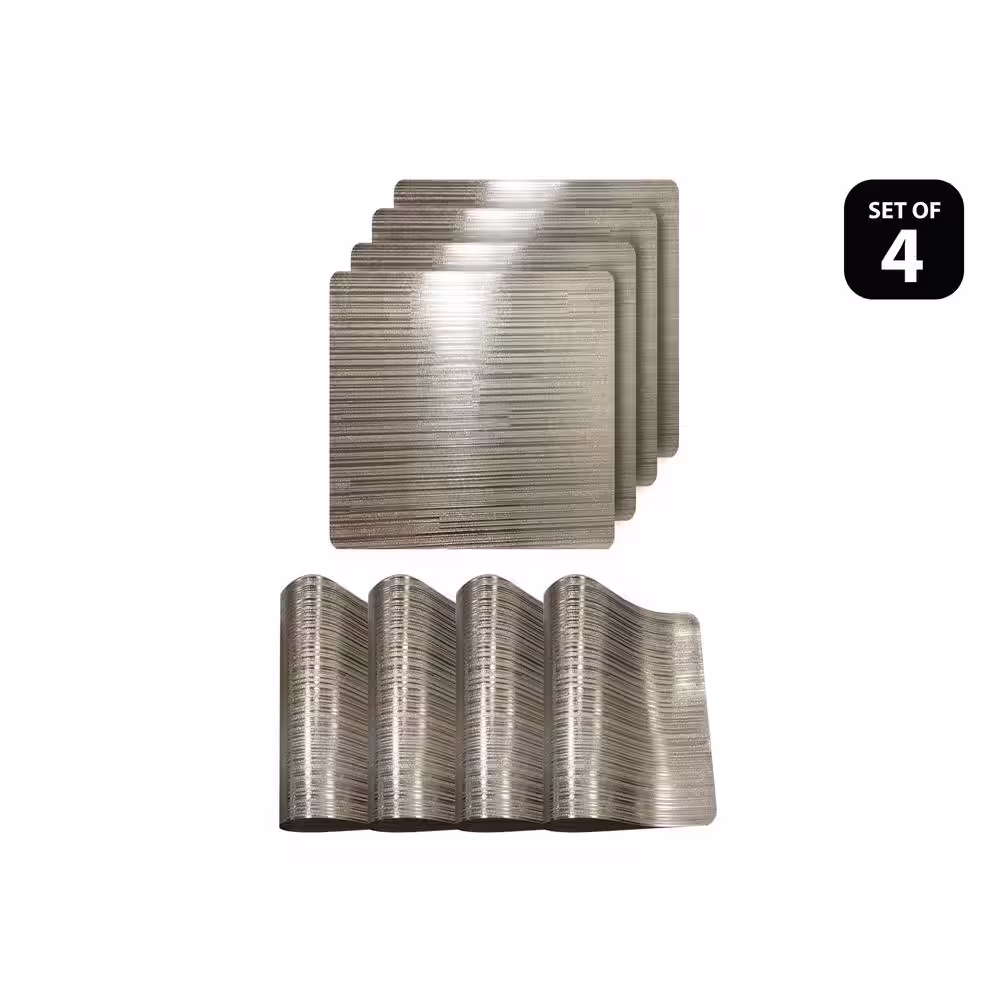 Dainty Home Emery Metallic Reversible Square Placemats (Set of 4)