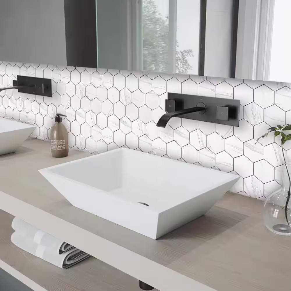 MURELLA Marble Hex 10.83 in. x 11.81 in. SPC Peel and Stick Backsplash Tile (0.9 sq. ft./pack)