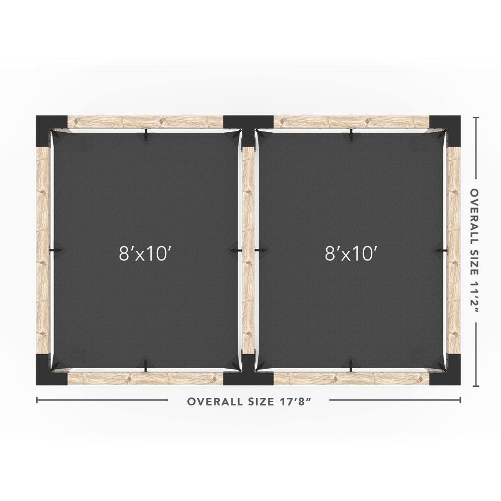 TOJA GRID 10 ft. L x 16 ft. W Double Pergola Kit with 2 Crimson Shade Sails, for 6x6 Wood
