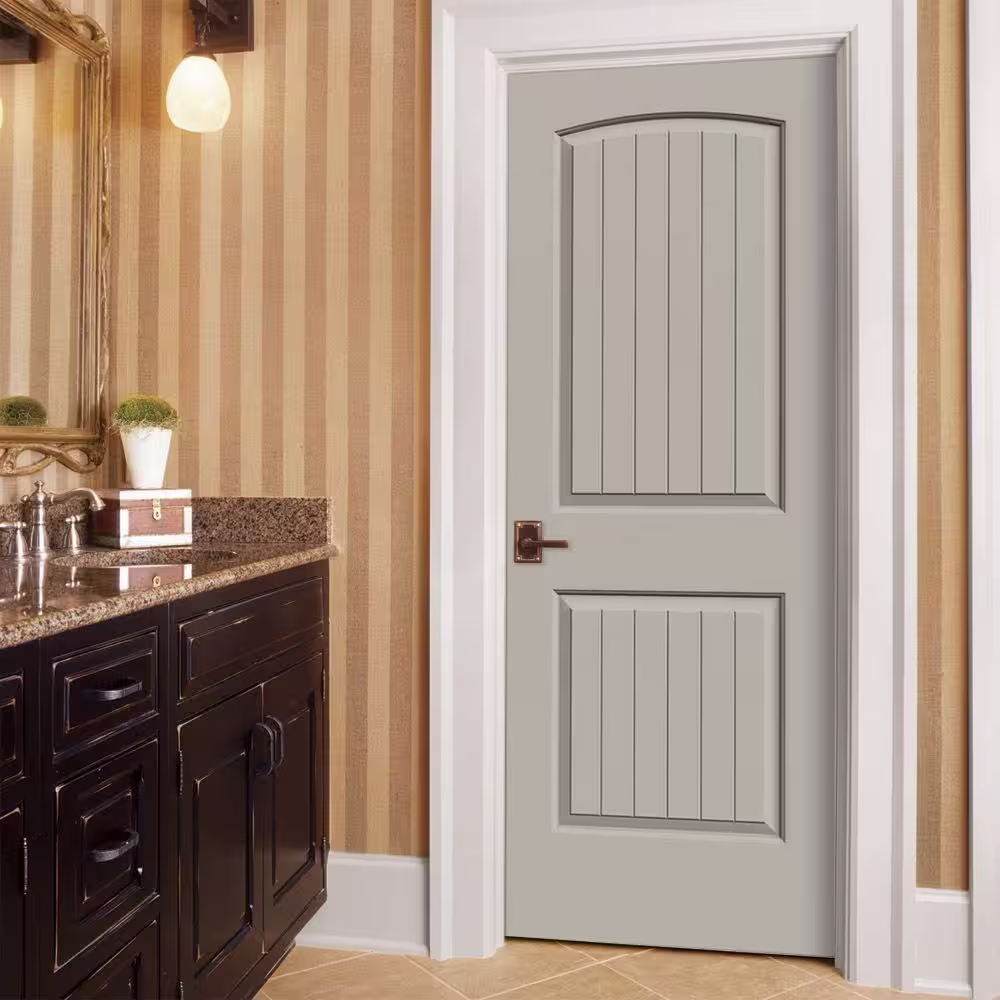 JELD-WEN 30 in. x 80 in. 2 Panel Santa Fe Primed Right-Hand Smooth Molded Composite Single Prehung Interior Door