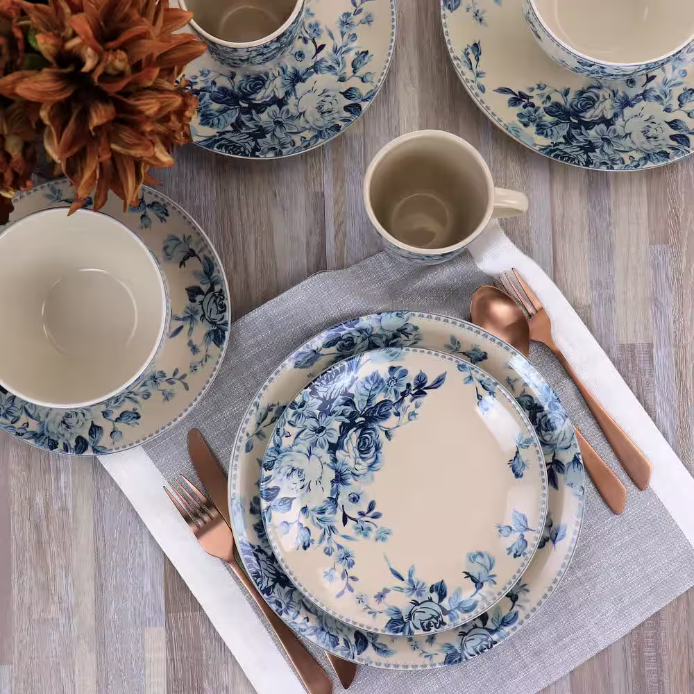 Elama Traditional Desert Rose 16 Piece Dinnerware Set