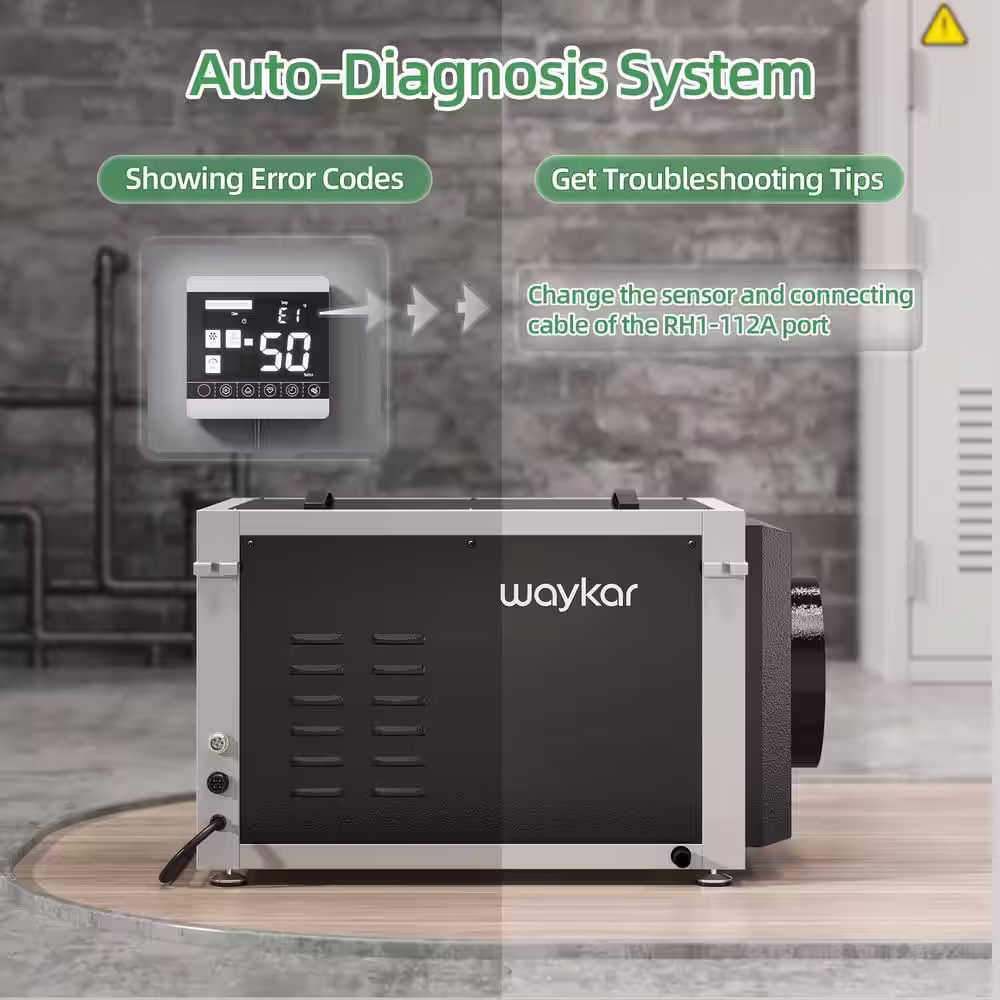 waykar 158 pt. 6,500 sq.ft. Bucketless, Basements, Commercia Dehumidifier in. Black Whole Home Basement Space Carrying Handle