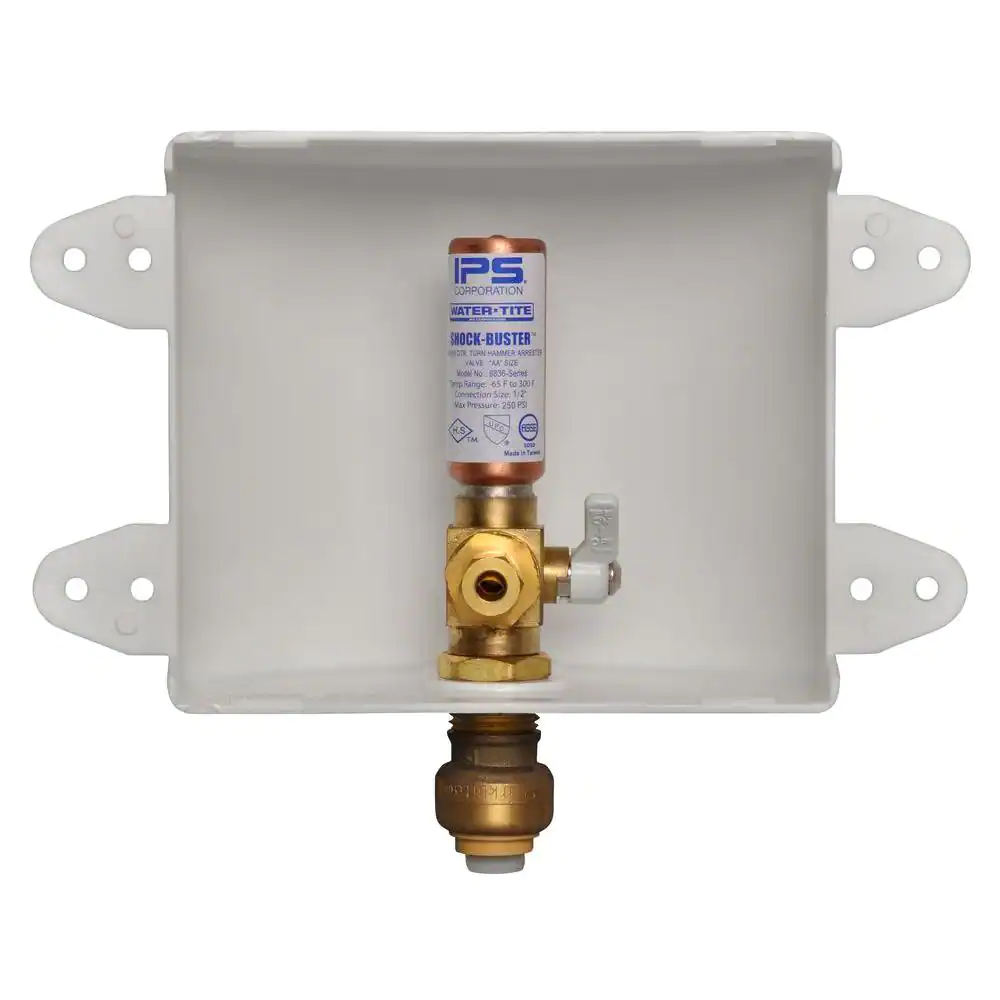 SharkBite 1/2 in. Push-to-Connect Brass Ice Maker Outlet Box with Water Hammer Arrestor