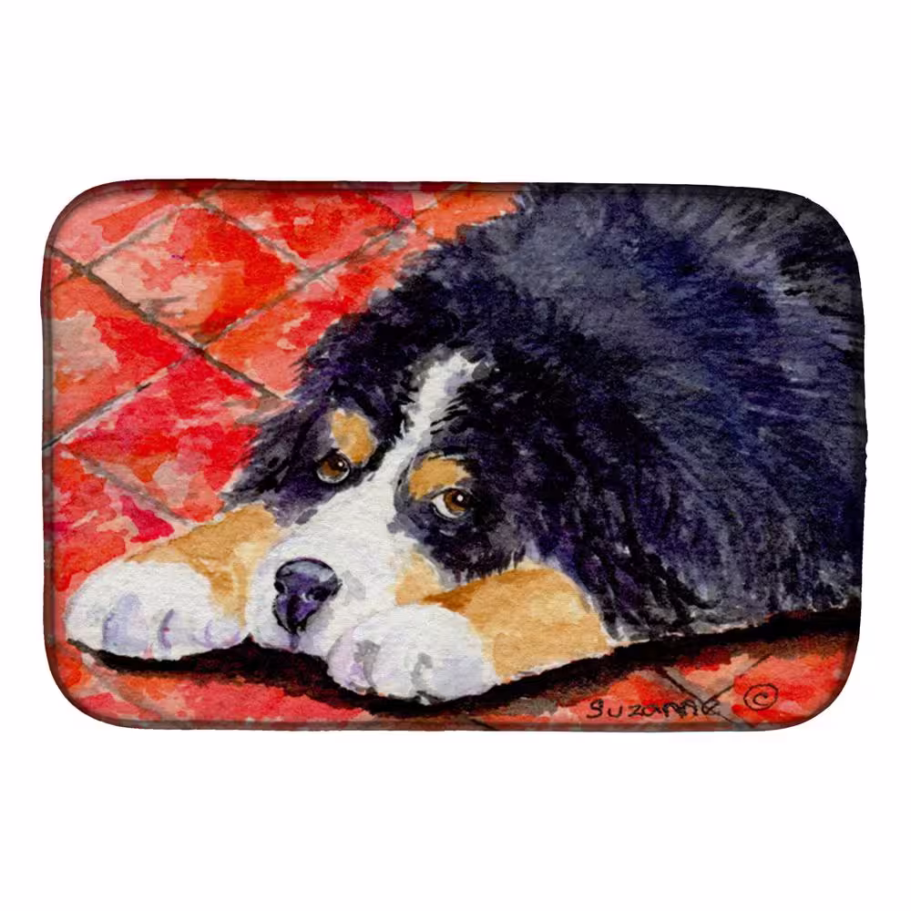 Caroline's Treasures 14 in. x 21 in. Multicolor Bernese Mountain Dog Dish Drying Mat