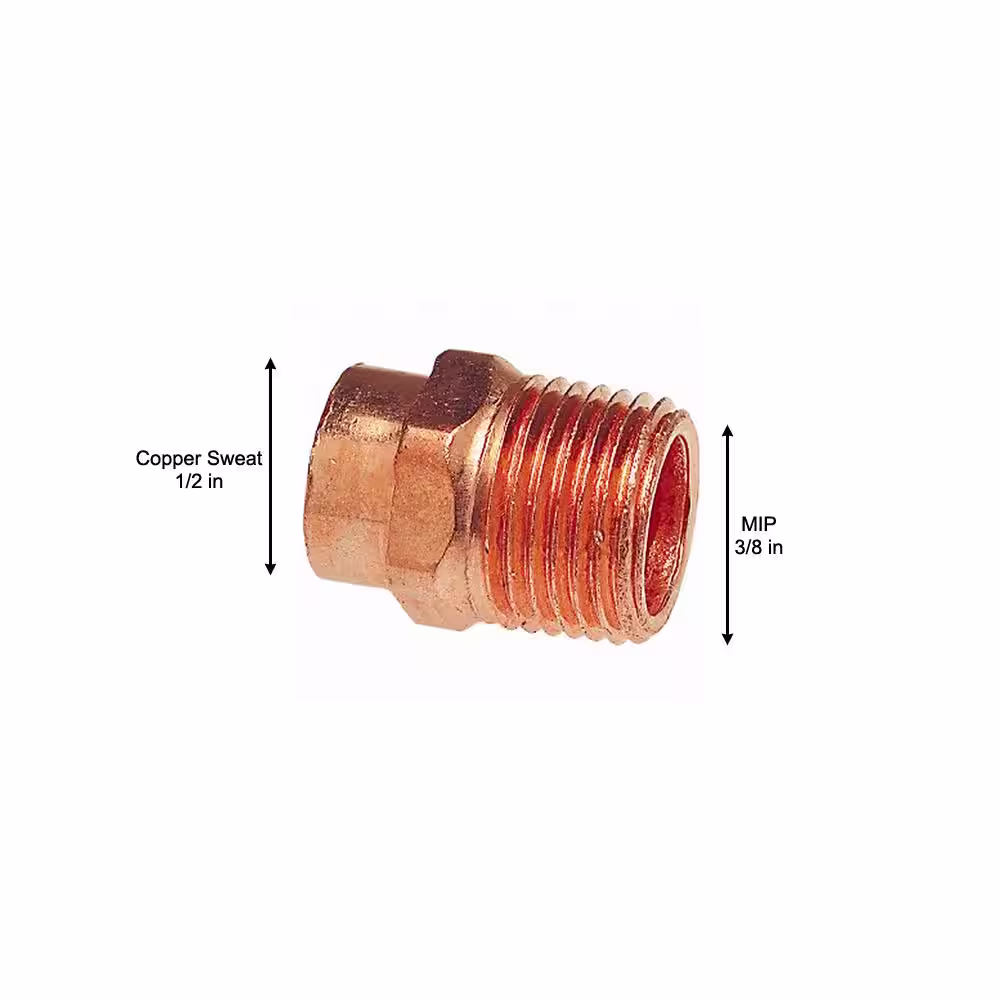 Everbilt 1/2 in. x 3/8 in. Copper Pressure Cup x MIP Male Adapter Fitting