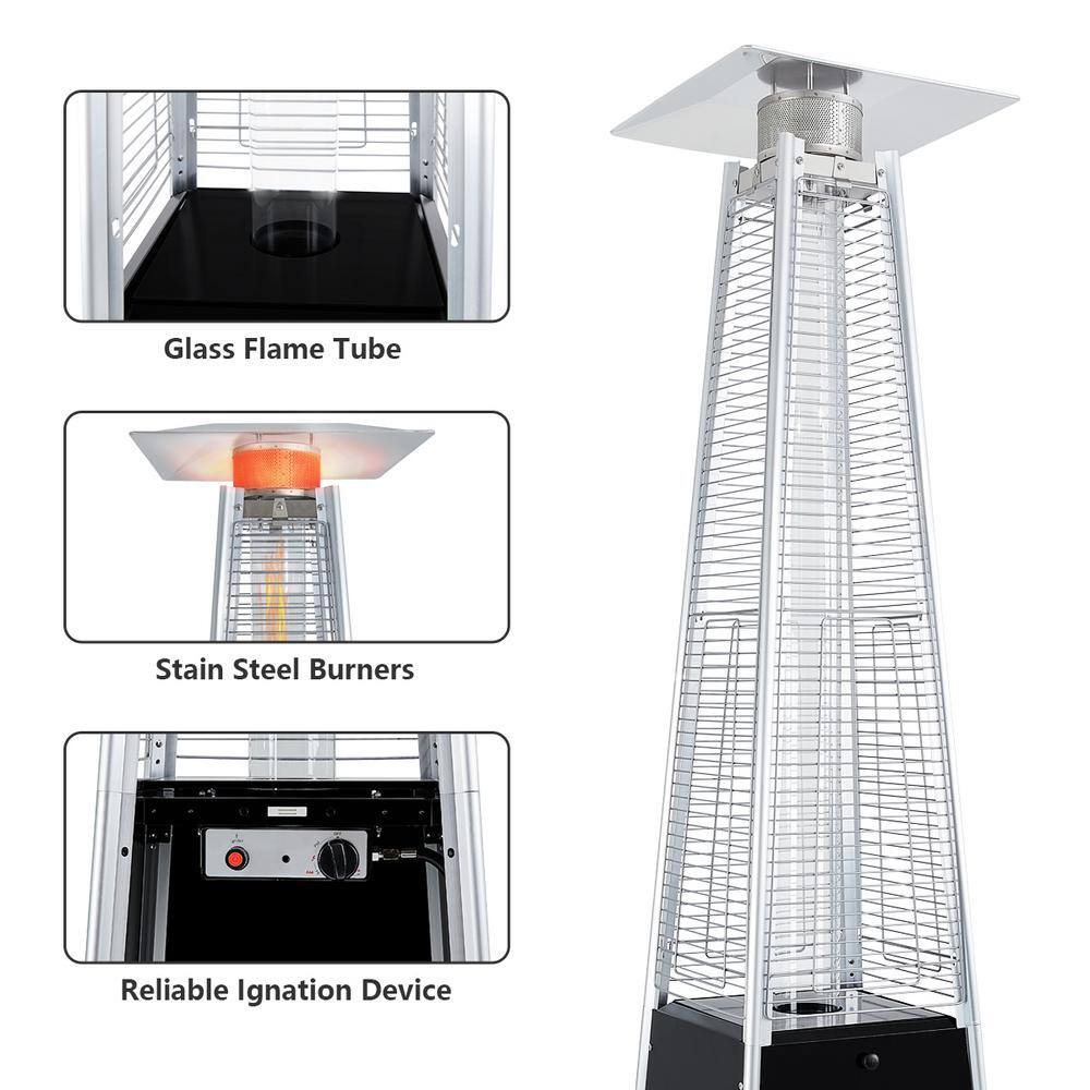 None 42,000 BTU Pyramid Outdoor Propane Patio Heater with Wheels in Black