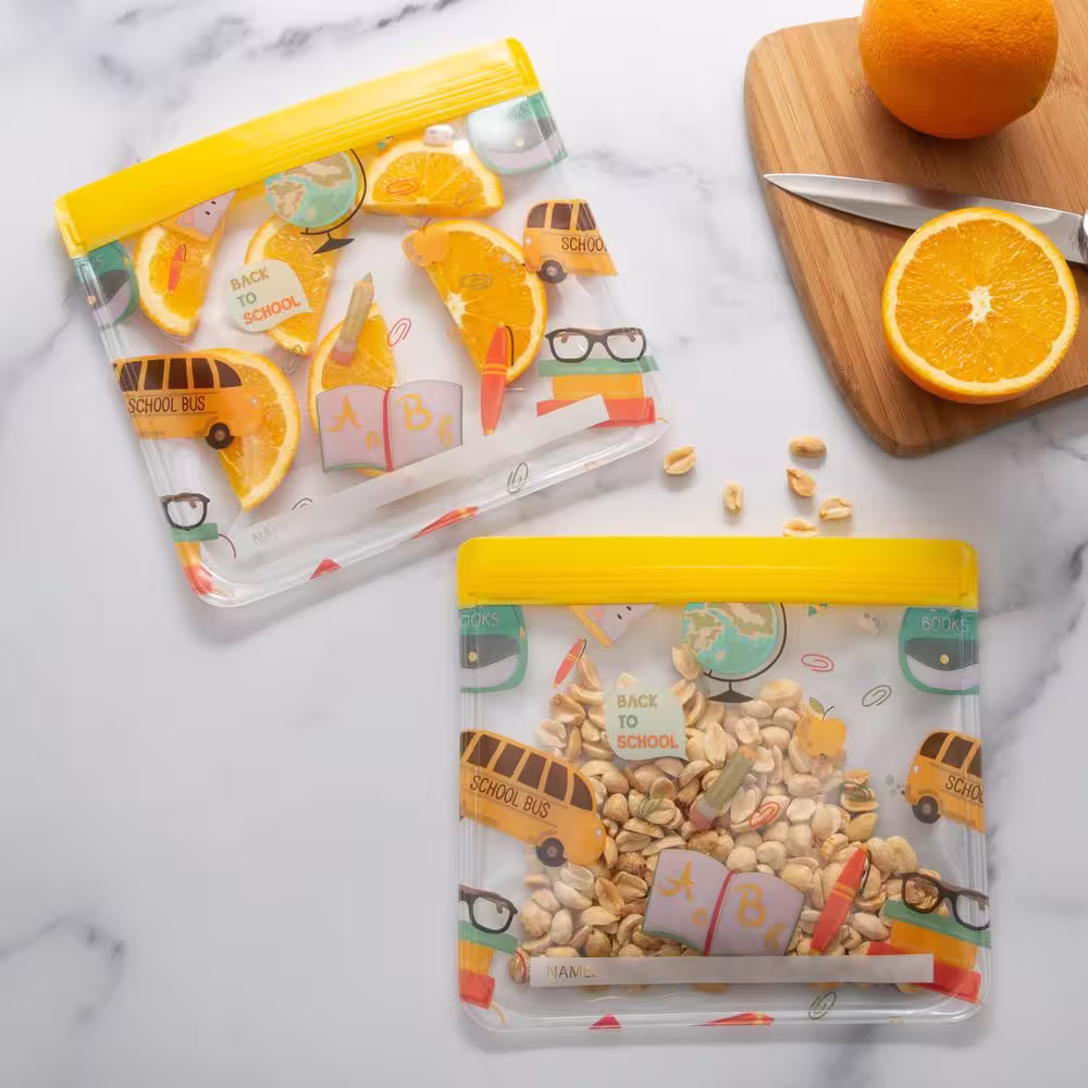 None SCHOOL BUS SANDWICH BAG EVA 8 in. x 7.6 in. 2PK