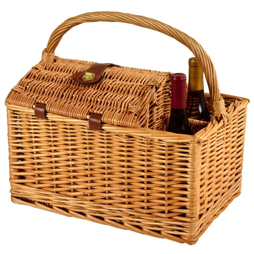 None Vineyard Willow Picnic Basket with service for 2 in London Plaid