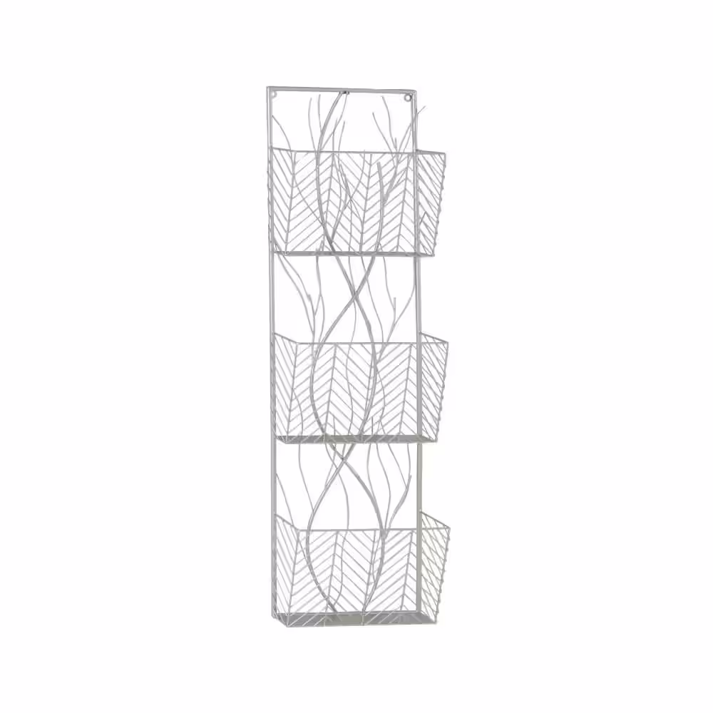 Litton Lane Silver 3-Tier Wall Shelf with Branch-Inspired Design