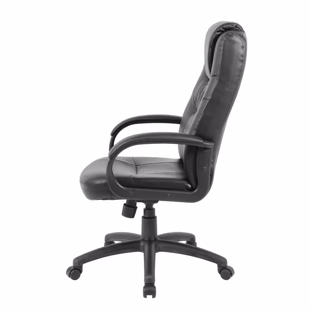 BOSS Office Products High Back Black Leather Executive Desk Chair with Built-In Lumber Support