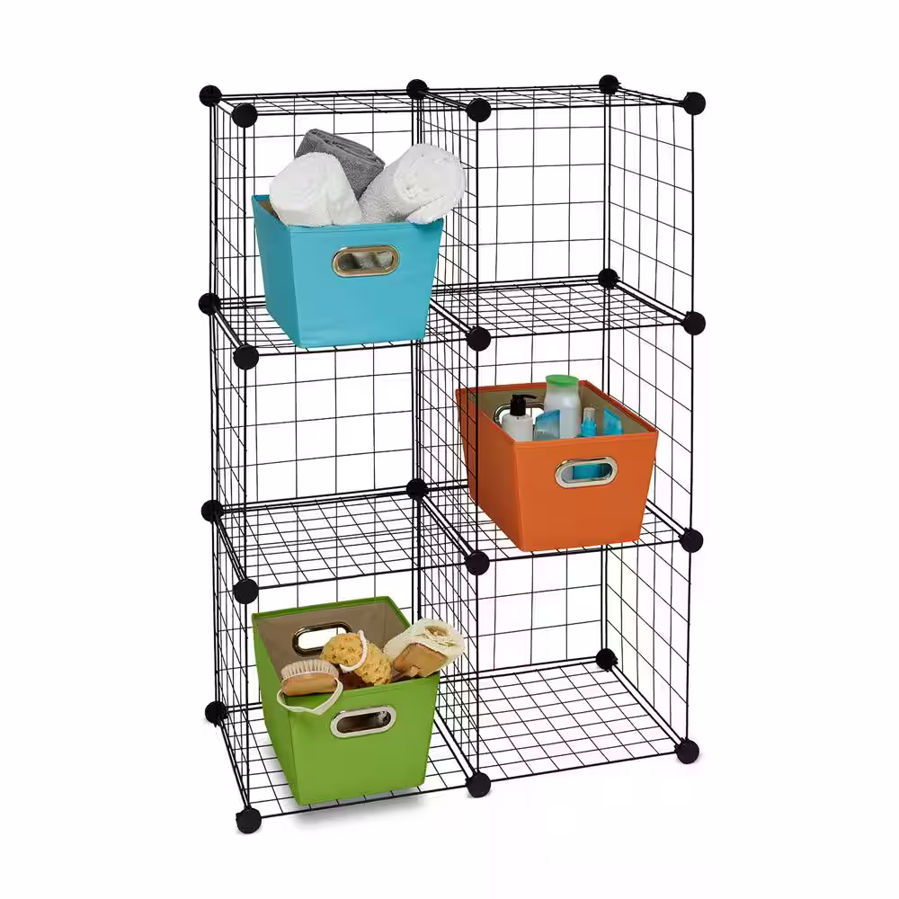 Honey-Can-Do 43 in. H x 29 in. W x 14.5 in. D Black 6- Cube Organizer