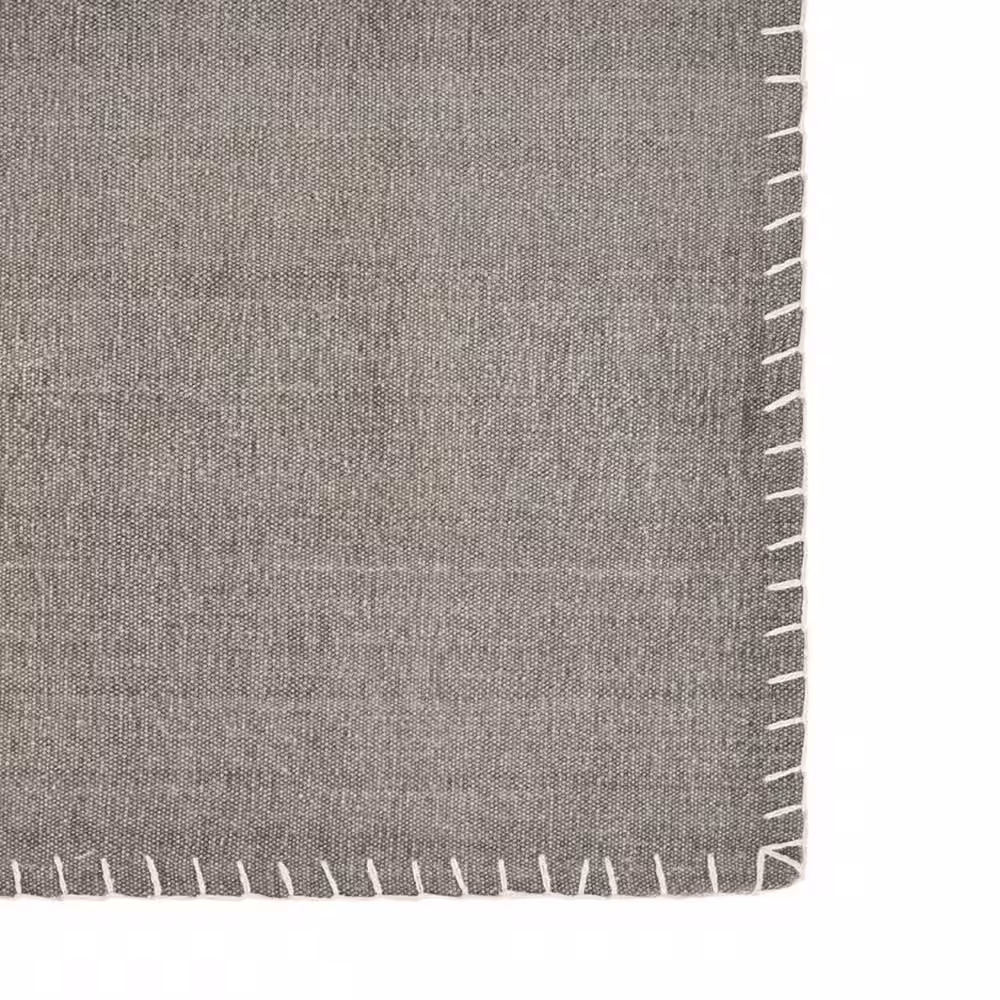 LR Home Neutral 15 in. x 15 in. Gray Embroidered Edge Square Cotton Placemat (Set of 4)