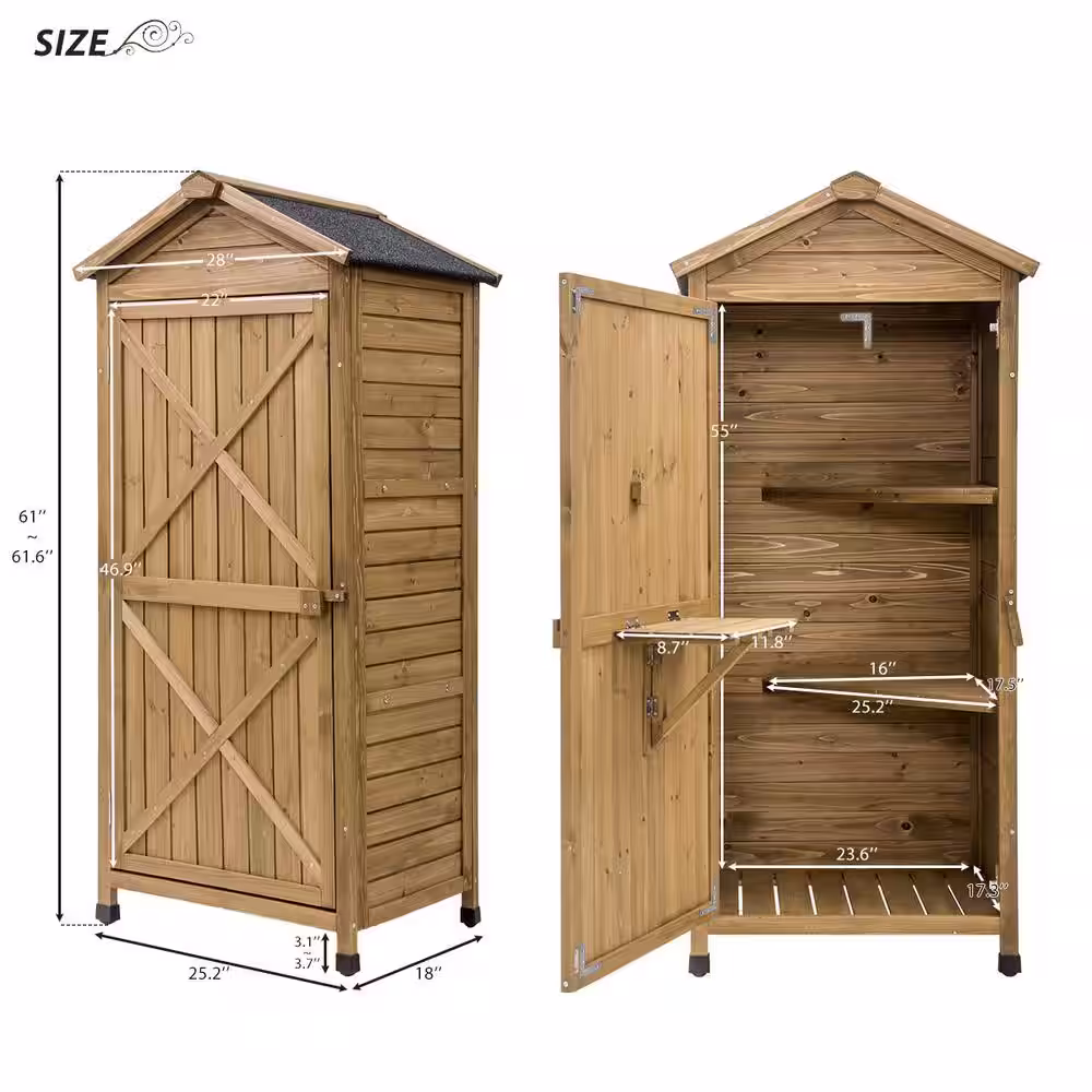 waelph 2.1 ft. W x 1.5 ft. D Natural Wood Storage Shed with Door (3.15 sq. ft.)
