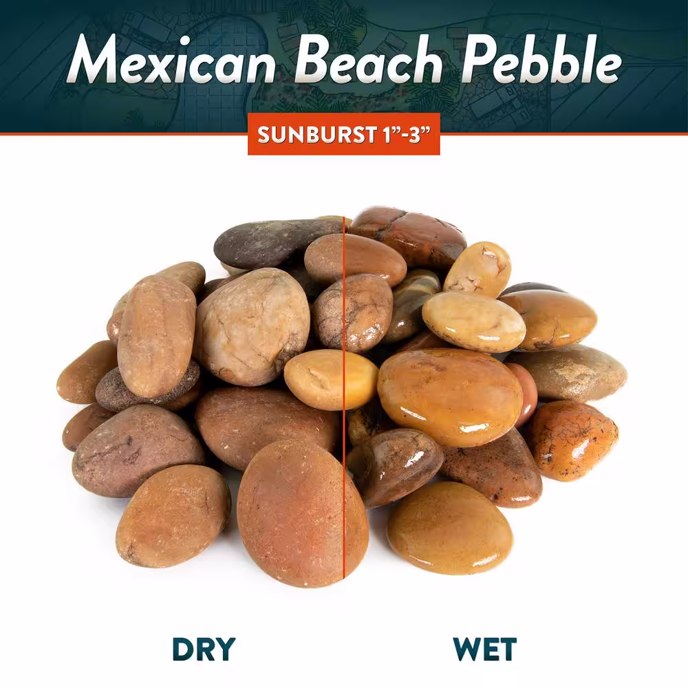 Southwest Boulder & Stone 21.6 cu. ft., 1 in. to 3 in. 2000 lbs. Sunburst Mexican Beach Pebble Smooth Round Rock for Garden and Landscape Design