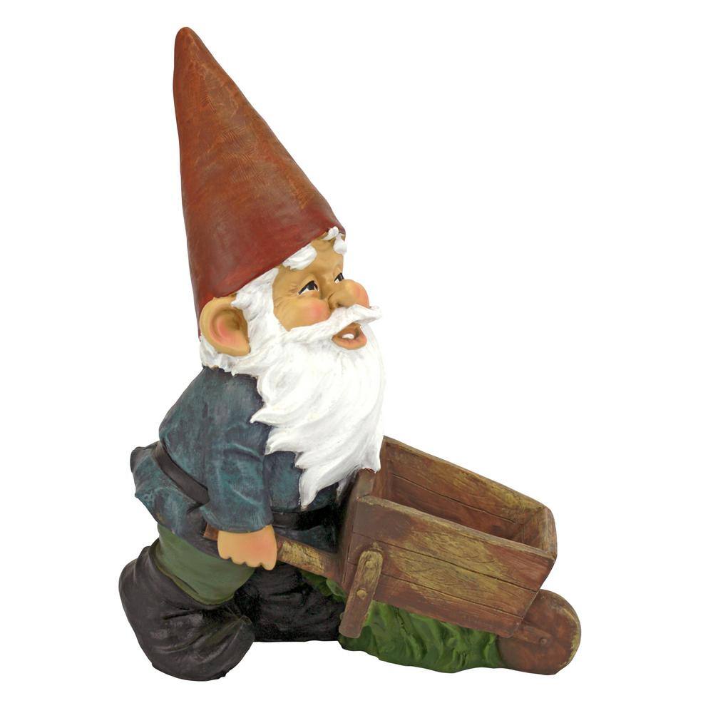 Design Toscano 12 in. H Wheelbarrow Willie Garden Gnome Statue