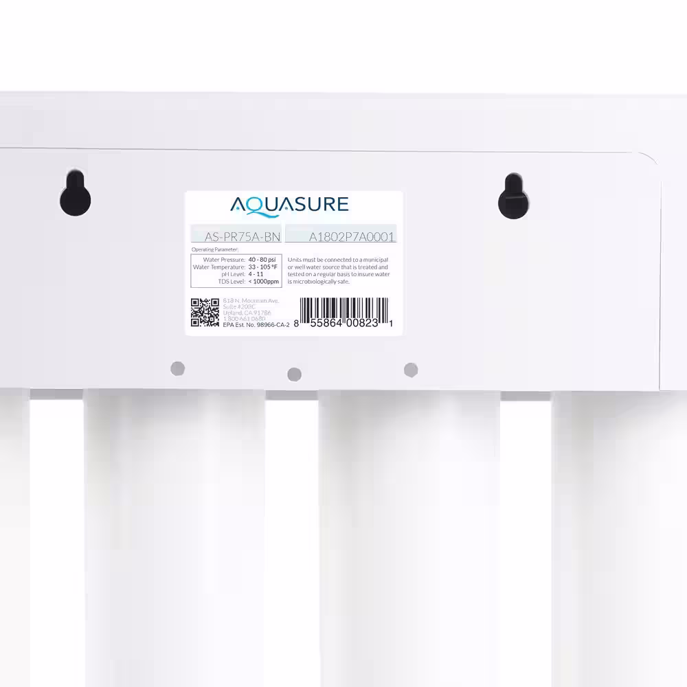AQUASURE Premier Series 75 GPD Under Sink Reverse Osmosis Water Filtration System with Brushed Nickel Faucet