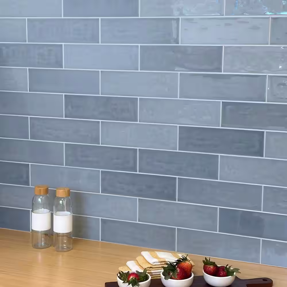 TILE CONNECTION Bedouin Subway Tile 3 5/8 in. x 11 3/4 in. Blue Gloss Ceramic Wall Tile (5.4 sq. ft./Case)