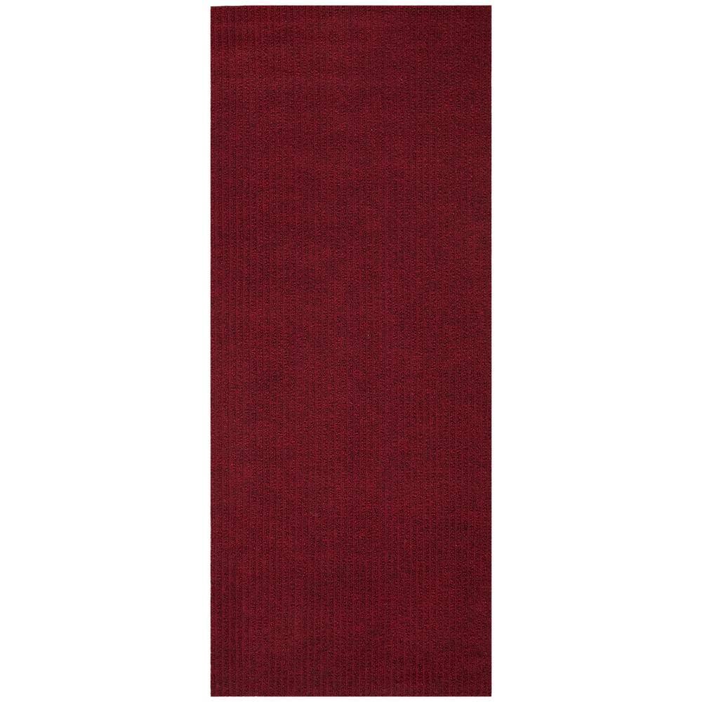 Sweet Home Stores Ribbed Waterproof Non-Slip Rubber Back Solid Runner Rug 2 ft. W x 6 ft. L Red Polyester Garage Flooring