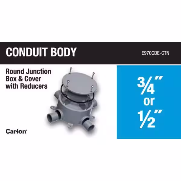 Carlon 3/4 in. PVC Type-X Round Junction Box with Cover