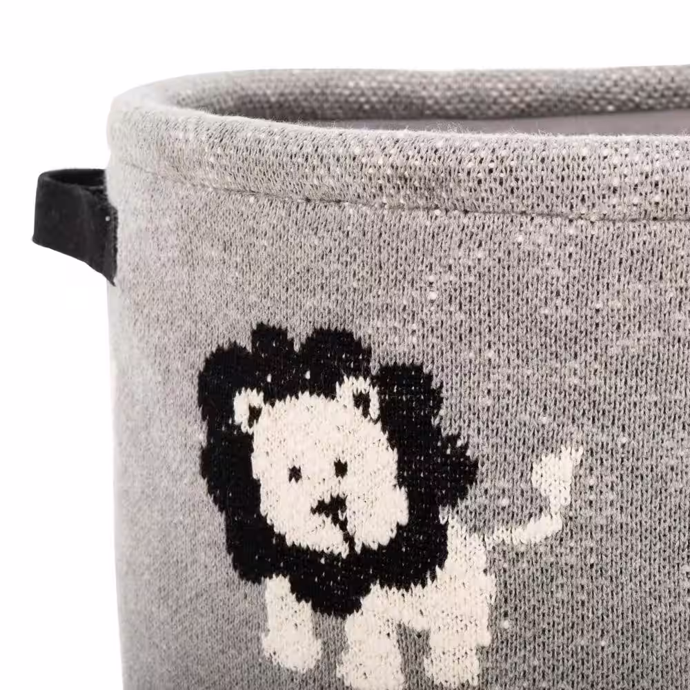 SAFAVIEH Leo 13.5 in. W. x 14.5 in. H. Dark Gray Storage Basket