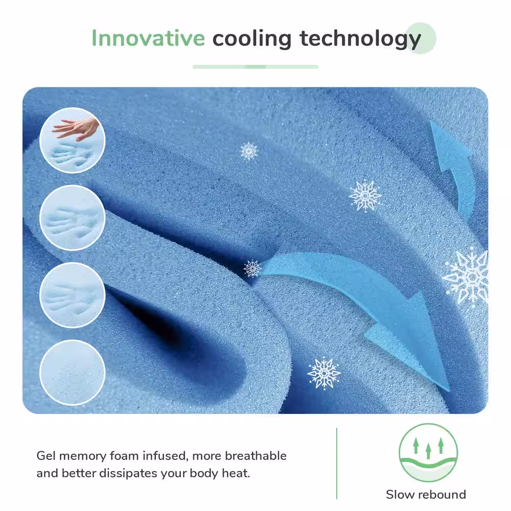 Novilla Cool Touch 12 in. Medium Gel Memory Foam Tight Top CertiPUR-US Pressure Relief Queen Mattress