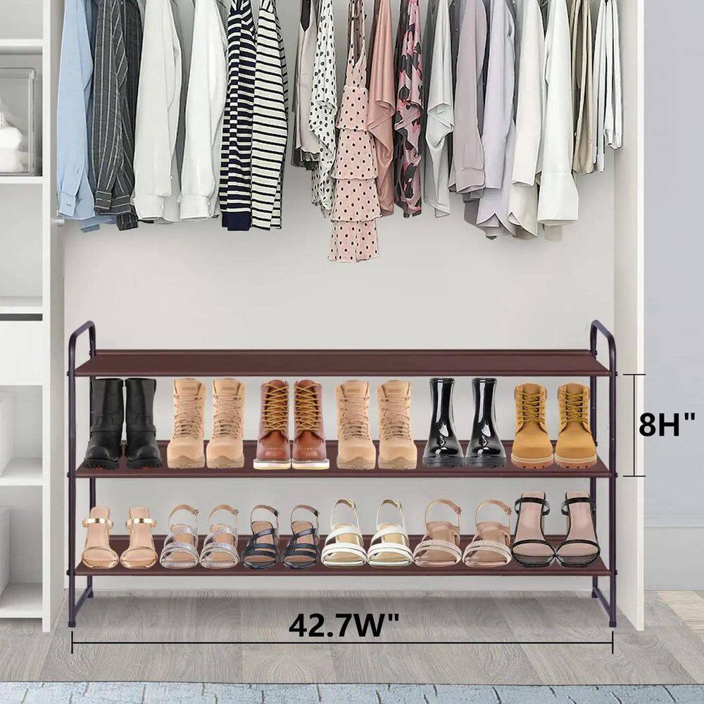 None 24.4 in. H 18-Pair Brown Metal Shoe Rack