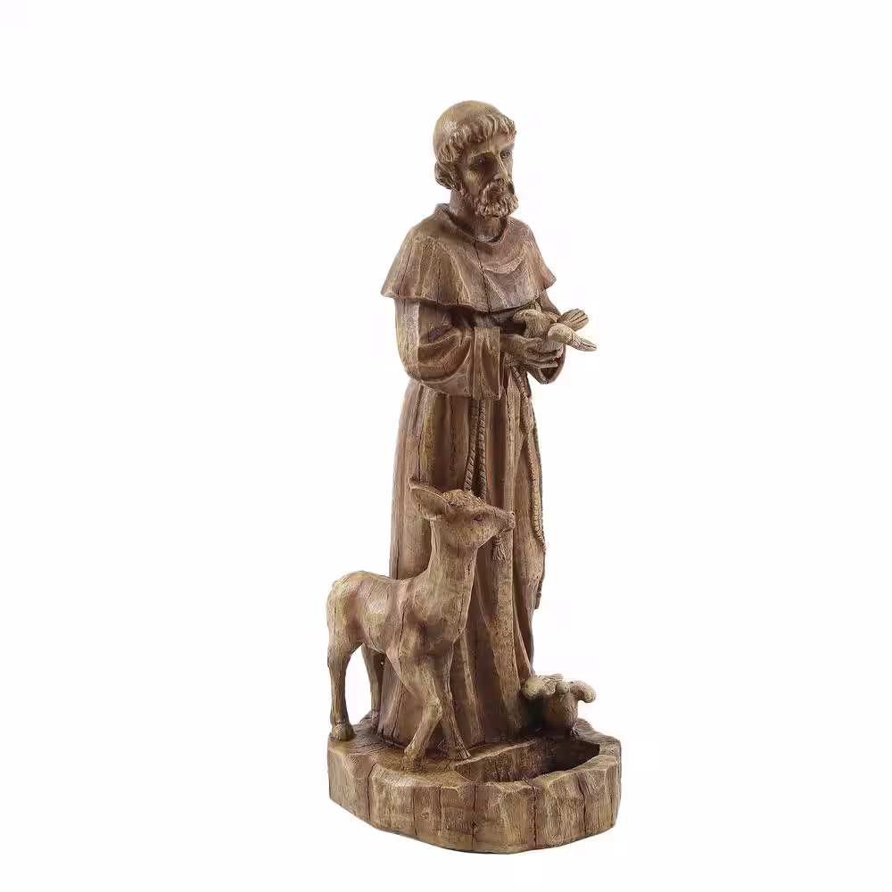 LuxenHome Saint Francis MgO Garden Statue Figure