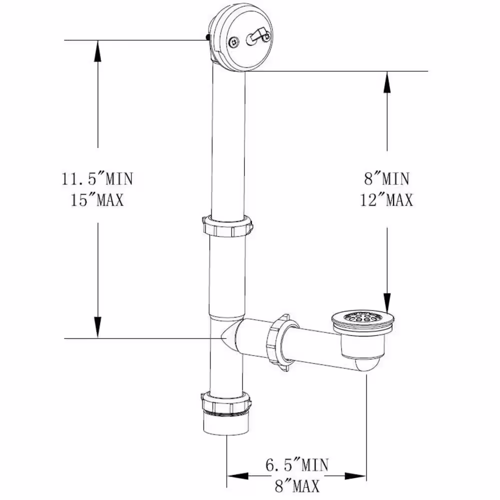 Everbilt Trip Lever 1-1/2 in. White Poly Pipe Bath Waste and Overflow Drain in Chrome