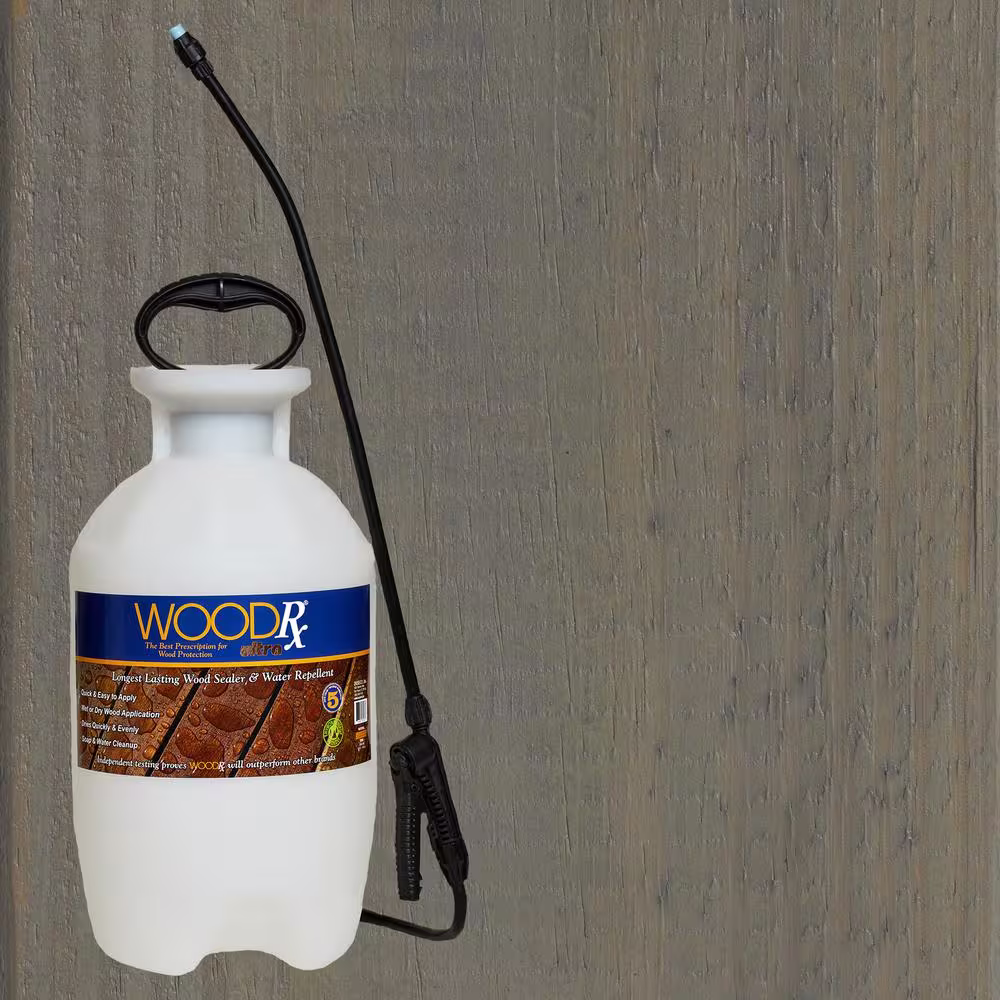 WoodRx 2 gal. Ultra-Weathered Gray Transparent Interior/Exterior Wood Stain and Sealer with Pump Sprayer/Fan Tip