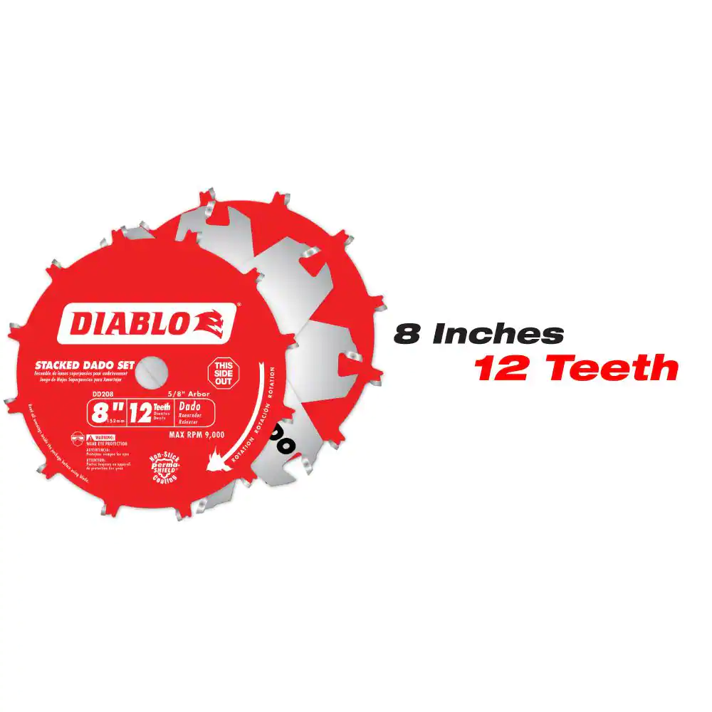 DIABLO 8 in. x 12-Tooth Stacked Dado Saw Blade Set and 10 in. x 60-Tooth Fine Circular Saw Blade (6-Pieces)