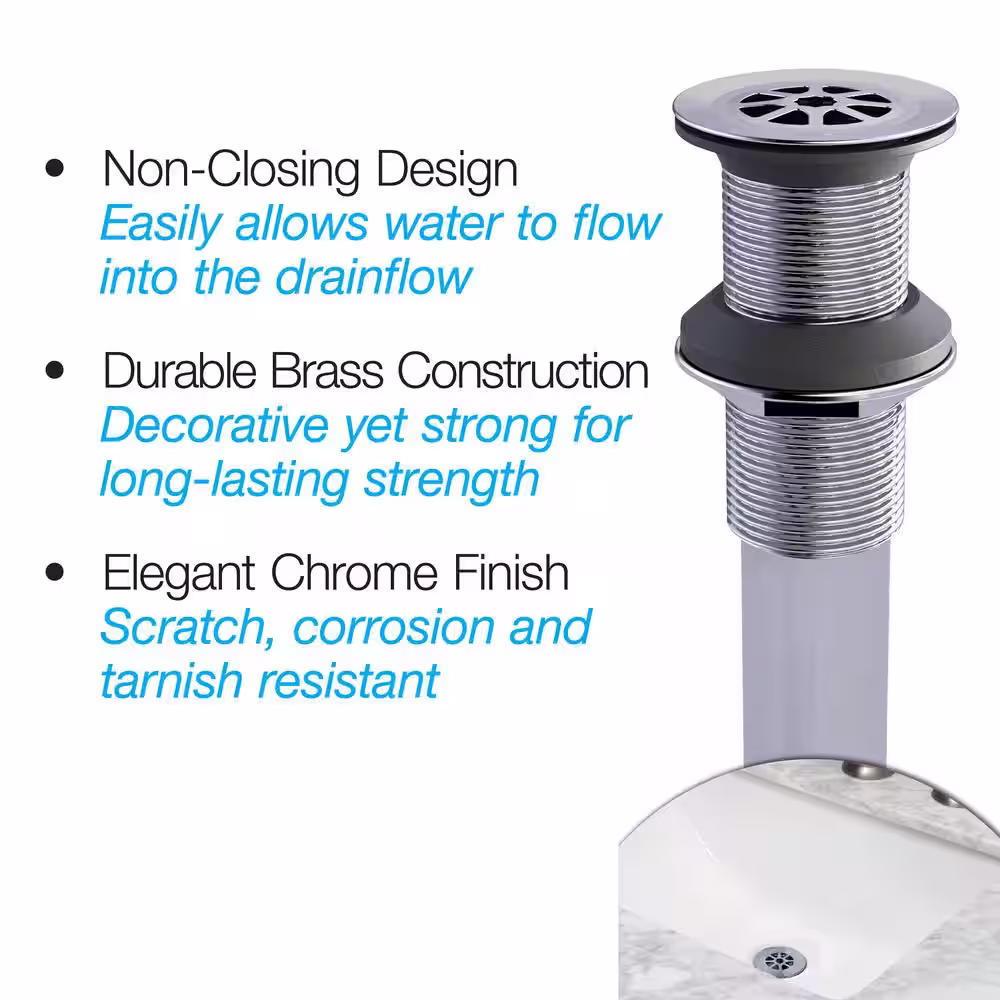 Oatey Designline Chrome-Plated Brass Grid Drain without Overflow