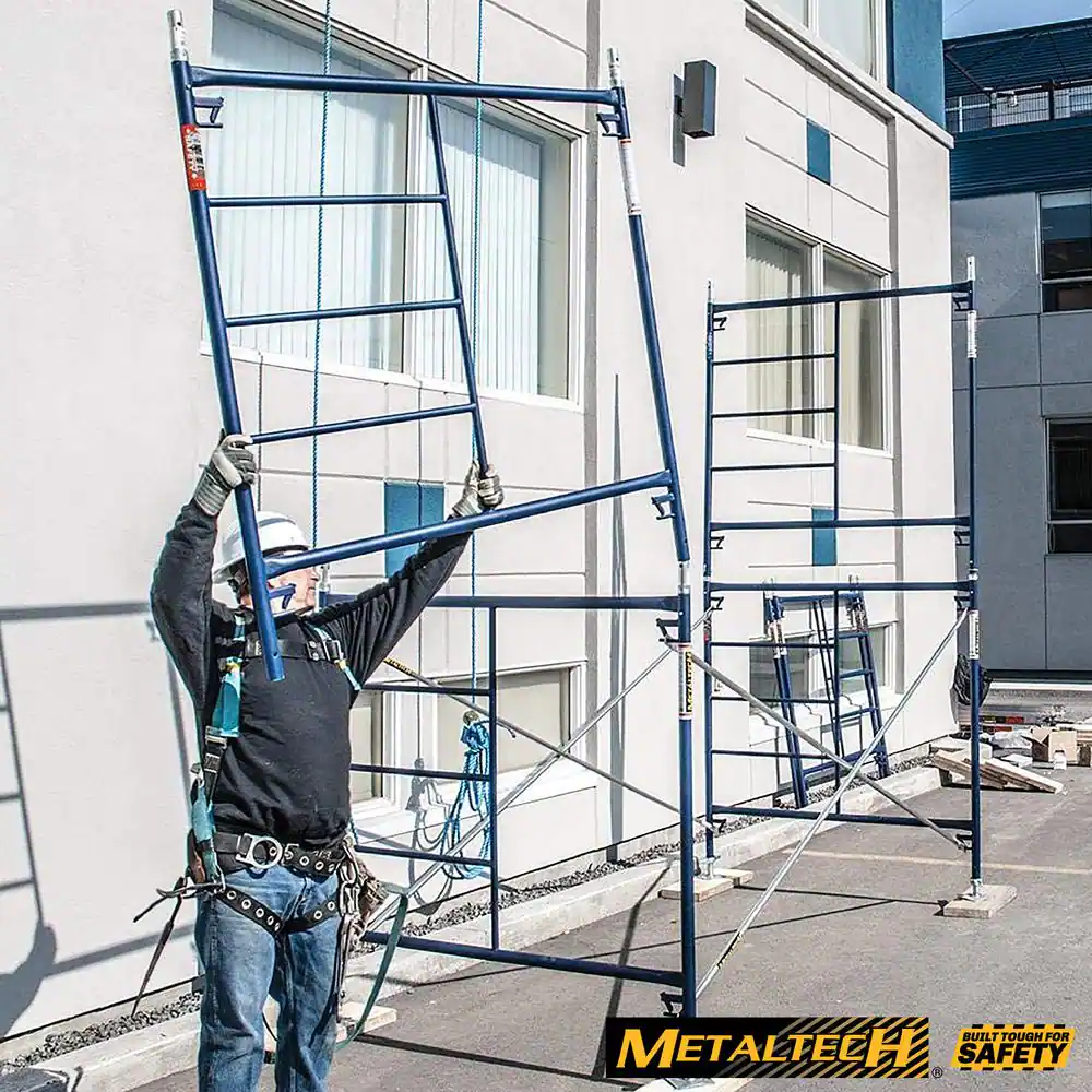 MetalTech Saferstack 10 ft. High x 10 ft. Long x 5 ft. Wide 2-Level Scaffolding set with Galvanized Cross Braces