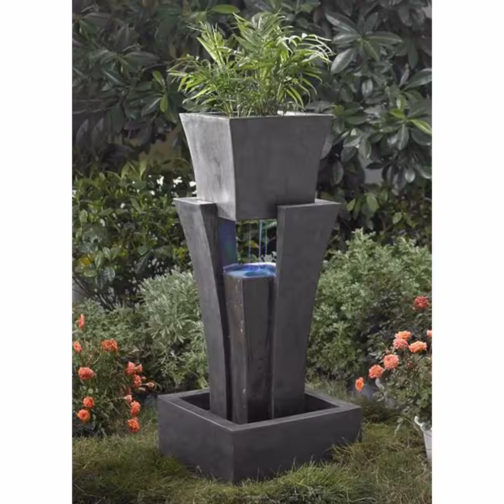Fountain Cellar Raining Water Fountain with Planter LED Light