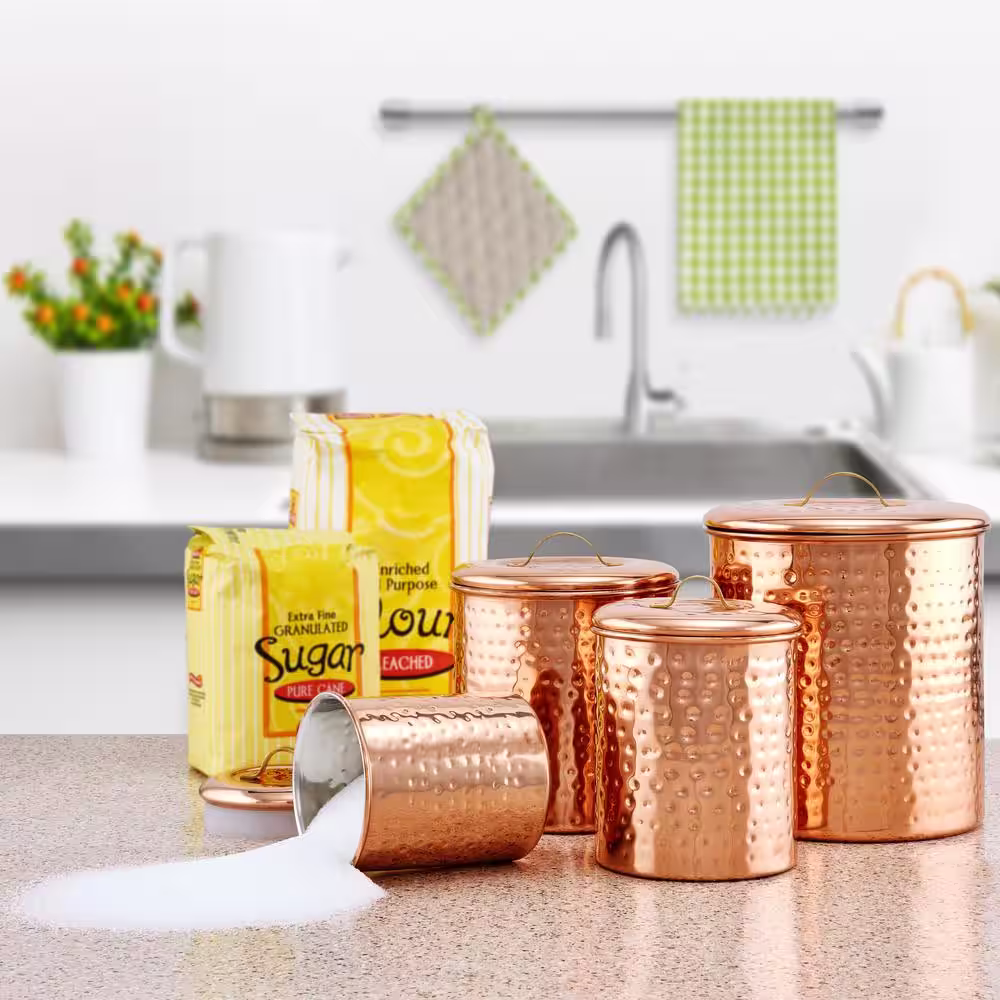 Old Dutch Decor Copper Hammered Canister Set (4-Piece)