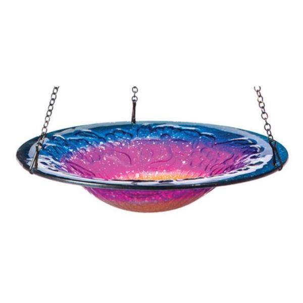 Evergreen Hanging Sunrise Glass Birdbath