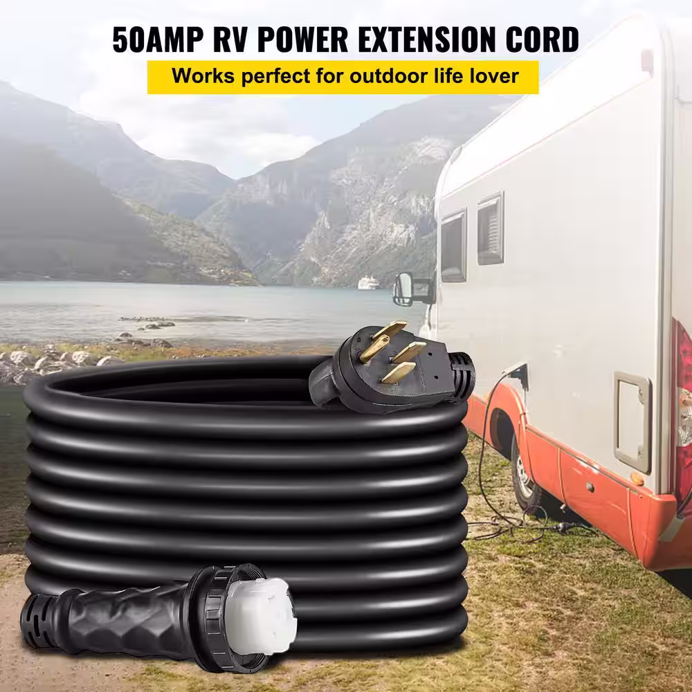 VEVOR RV Shore Power Extension Cord 36 ft. 50 Amp Heavy-Duty STW Twist Lock Cord 50 Amp RV Replacement Cord UL Approved