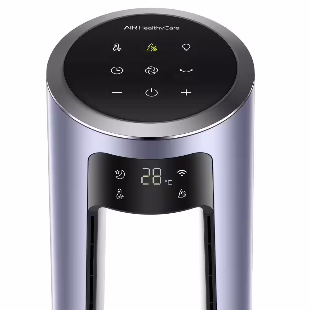 Midea 42 in. 12-Speed Bladeless Fan in Silver with HEPA Air Purifier, Remote Control